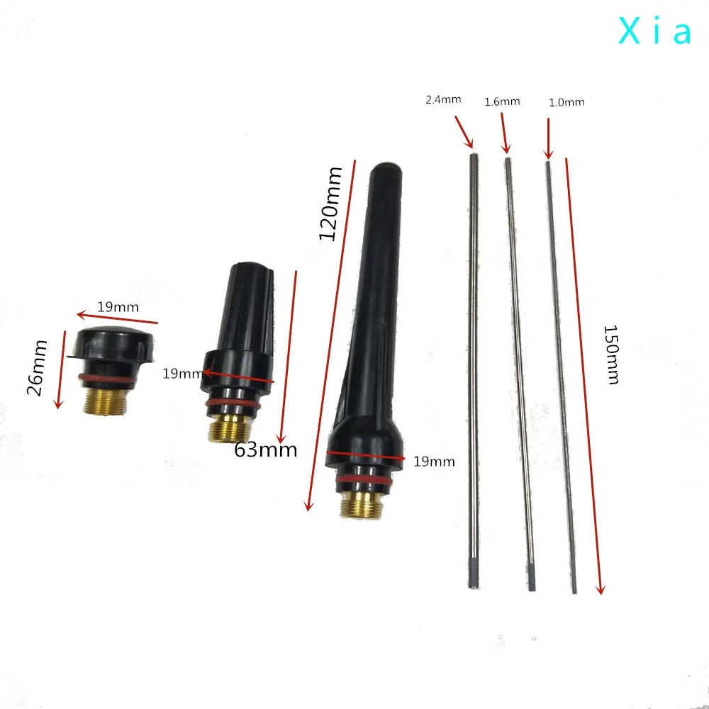 17Pcs Welders Welding Torch TIG Cup Collet Body Nozzle Kit Tungsten Electrode For WP-17/18/26 | Инструменты