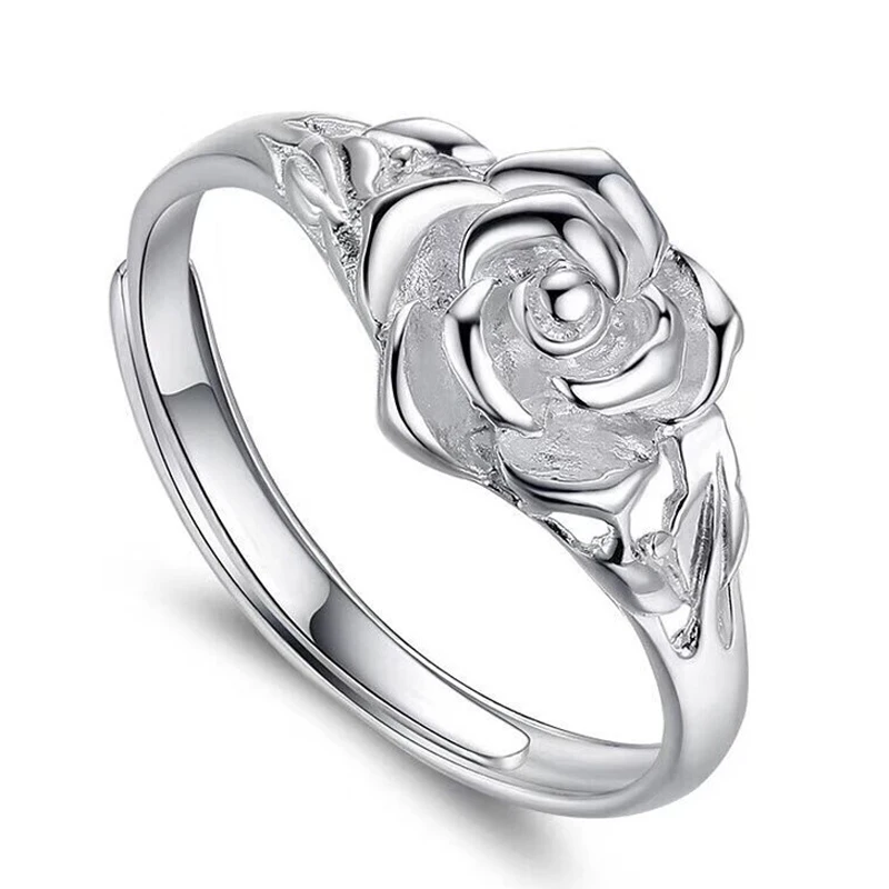 Изысканный серебристый цвет кольцо с розами ручная работа блестящий браслет на