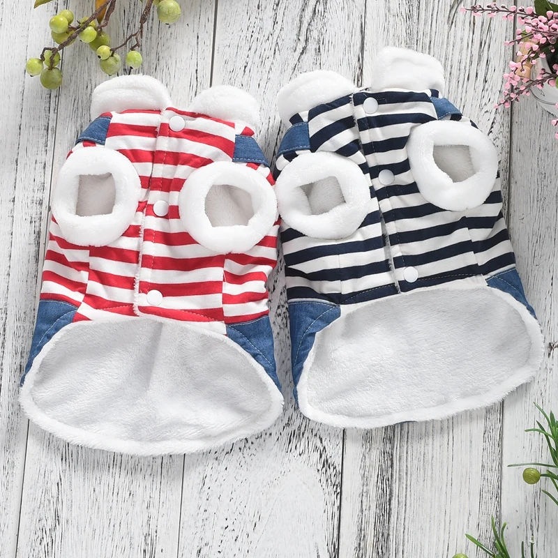 Полосатые зимние платья для собак джинсовая синяя юбка домашних животных