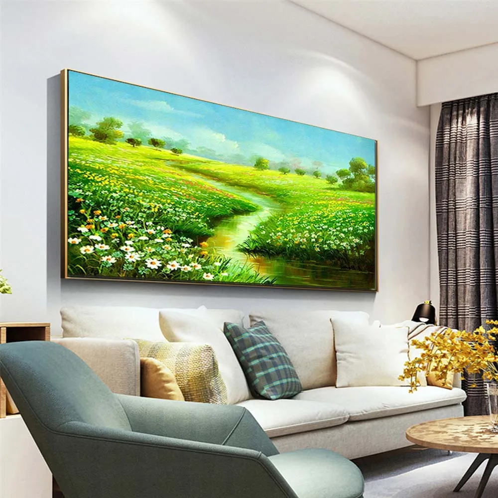 

Hand Painted Modern Abstract Landscape Flower Art Oil Painting On Canvas Wall Pictures Living Room Home Decor Drop Shipping