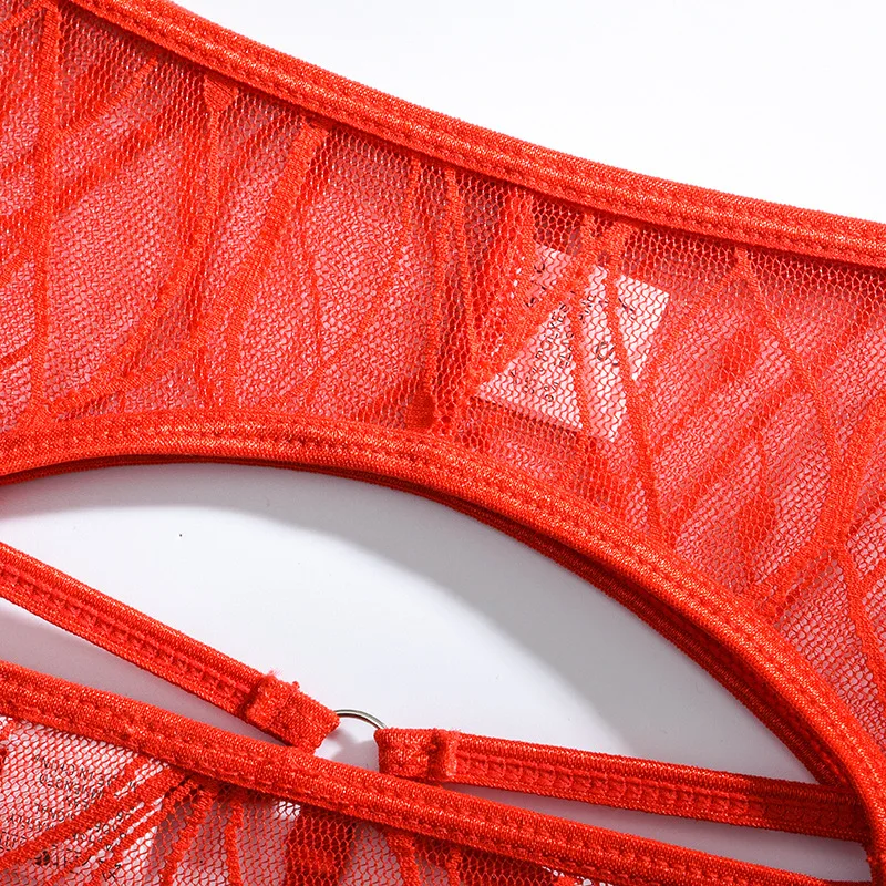 

Sexy Lingerie Set Red Sensual Lingerie Woman 3 Piece Set Ruffles Brief Sets Underwire Bra Erotic Lingerie Underwear Set