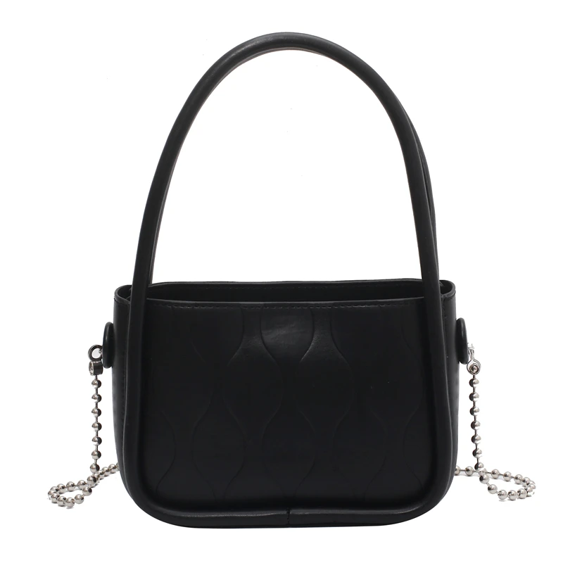

2021 New Soft PU Leather Women Black Underarm Bag Retro Ladies Baguette Handbags Fashion Design Girls Small Shoulder Bags