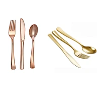 75 pcs plastic disposable cutlery dessert knives forks ice cream spoon western wedding birthday party silverware set