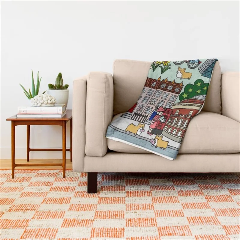 Флисовые пушистые одеяла The Queen London Day Out коралловые на кровать постельное белье