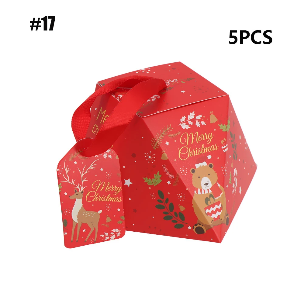 17-5PCS 1/5/10 шт, рождественские полосатые Стиль Apple коробка специальный канун Рождества печенье коробка подарка упаковывая Коробка конфета в виде снеговика коробка - Цвет: 17-5PCS