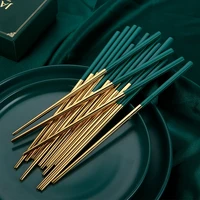 net red japan and south korea 304 stainless steel household chopsticks square hollow heat insulation dark green gold antiskid