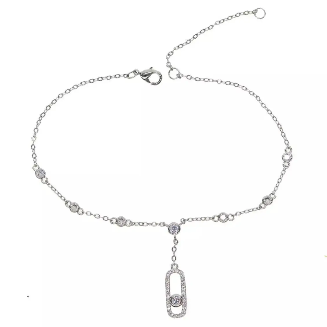 

Браслет на ногу из серебра 925 пробы, с бусинами