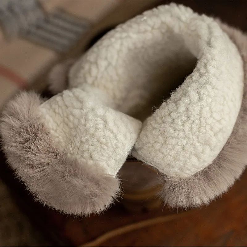 

Winter 2020 Faux Fur Women Snow Boots Ladies Shoes Plush Warm Thick Fleece Platform Chunky Middle Heels Ankle Boots Big Size 44