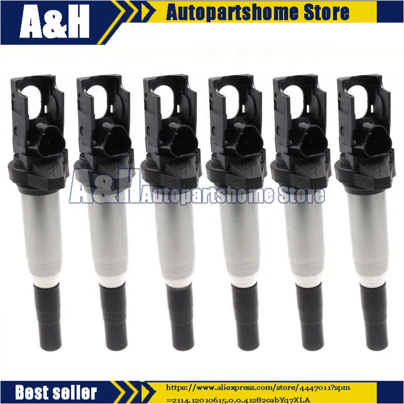 

6 шт. катушки зажигания для 0221504470 BMW E81 F22 F23 E46 E90 F33 X3 E83 No #12138616153 12137594596 12137571643 C1795 C1826 1