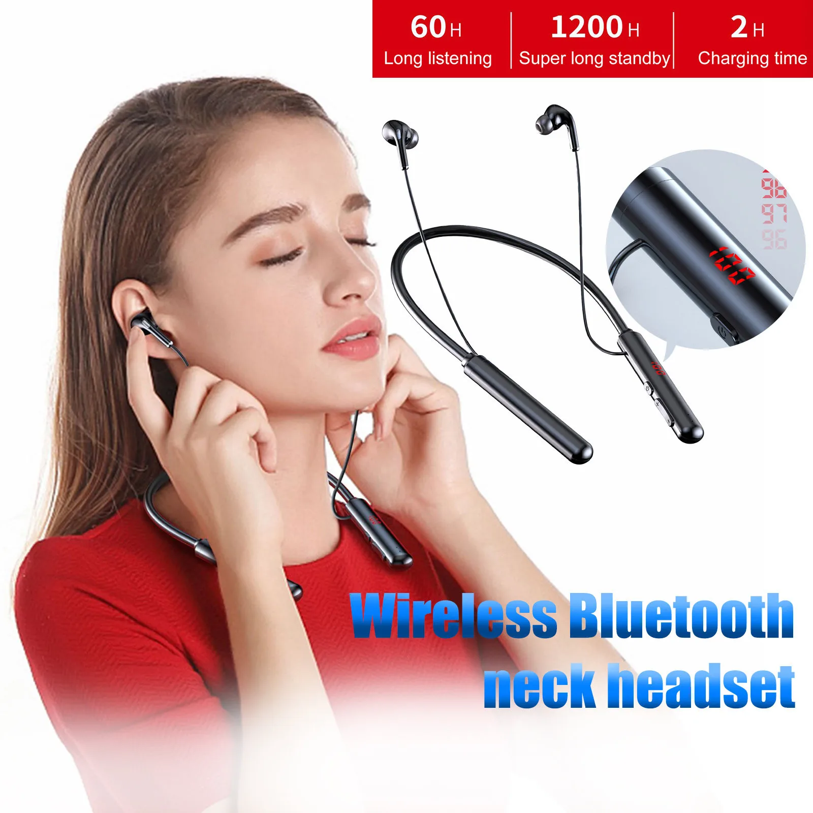 Беспроводные подвесные наушники-вкладыши стерео Bluetooth наушники с Hd микрофоном