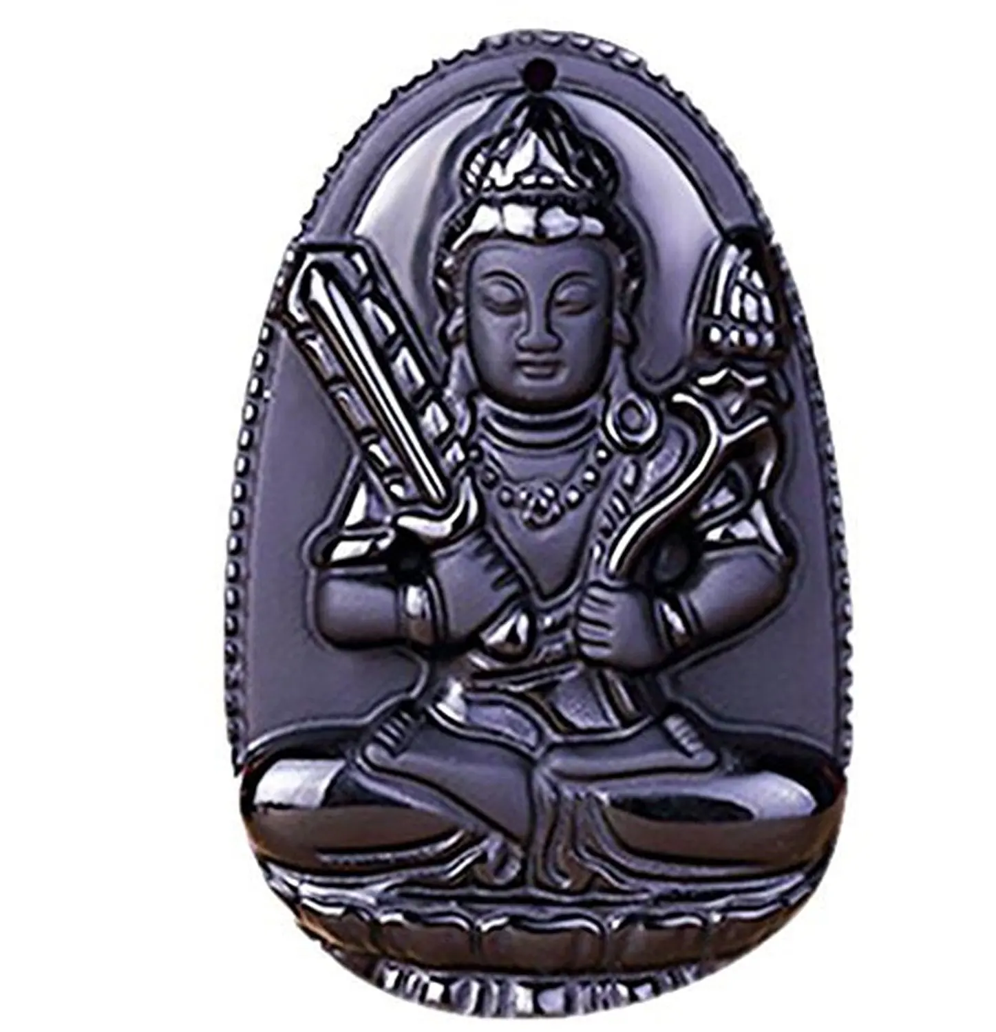 LETSFUN Изящные Ювелирные изделия натуральный обсидиан авалокитествара Будда