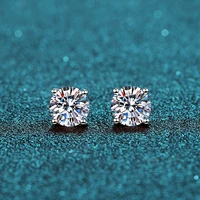 gorgeous color s925 classic 4 claw 0 512 0 ct d color mossant vvs premium jewelry diamond earrings for women