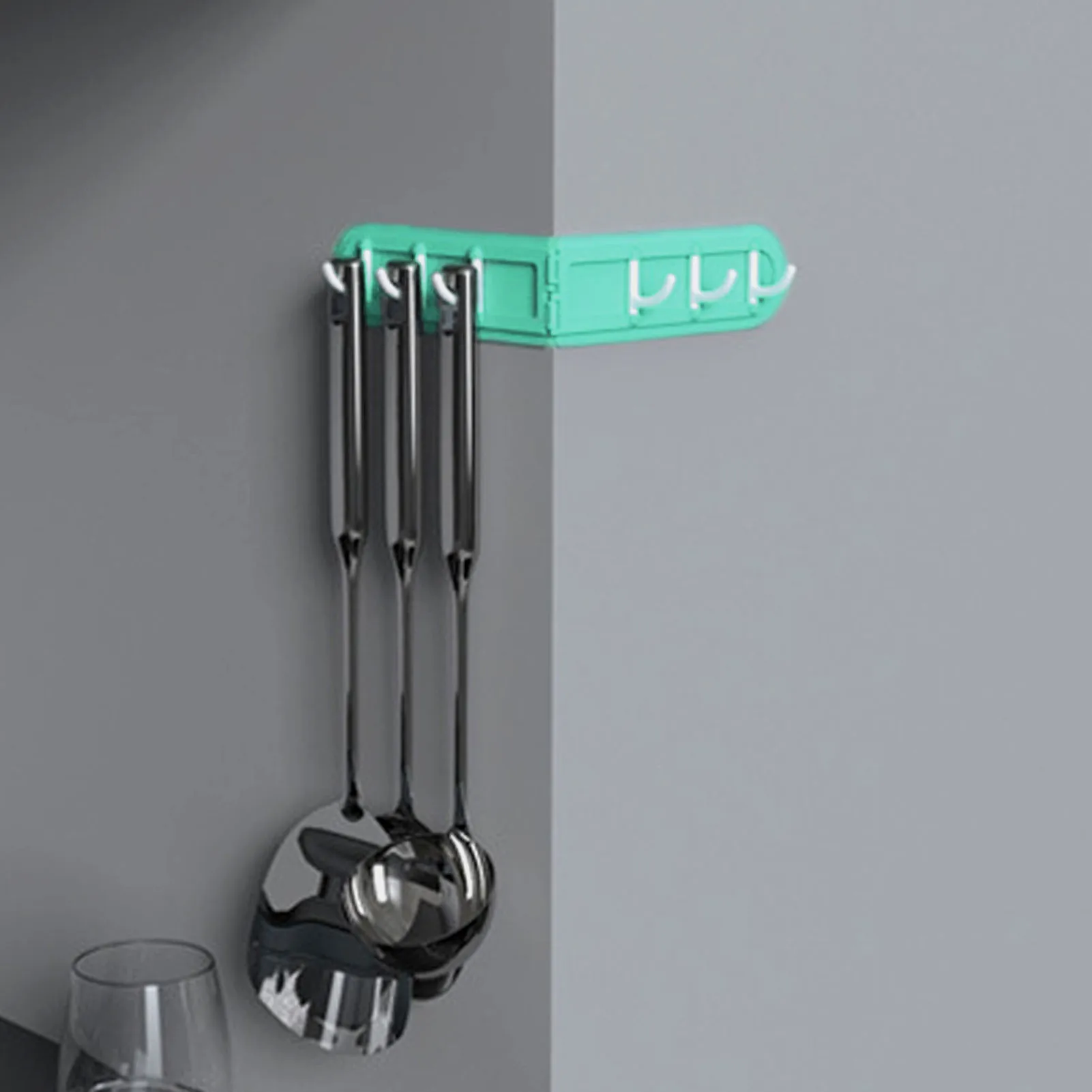 

Punch-free Kitchen Foldable Wall Hooks Corner Coat Hanger 6 Hook Adhesive Hat Rack For Cabinet Kitchen Bathroom Towel Hook