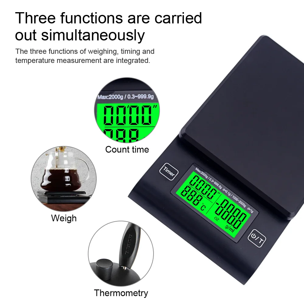 Цифровые весы для кофе с таймером температурный зонд электронные кухонные ЖК