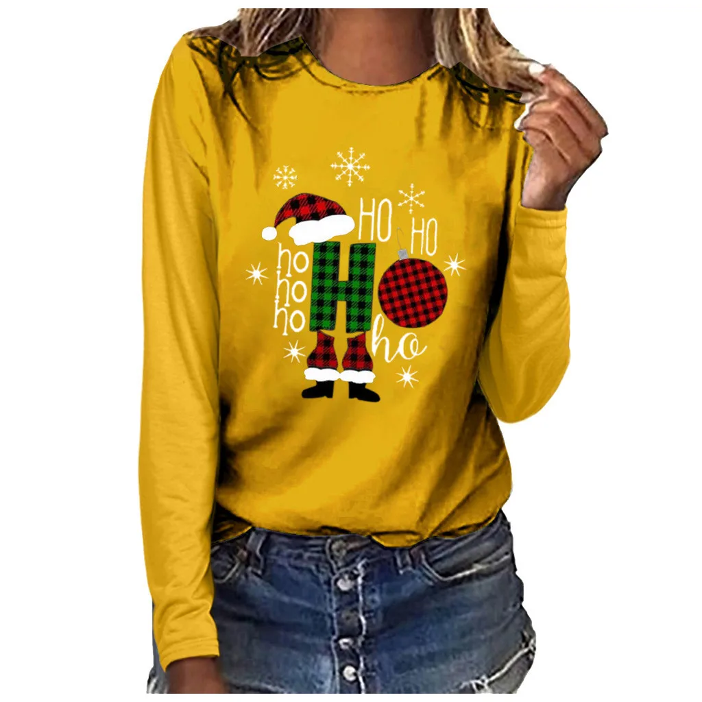 Футболки размера плюс для женщин и девочек с круглым вырезом длинными рукавами