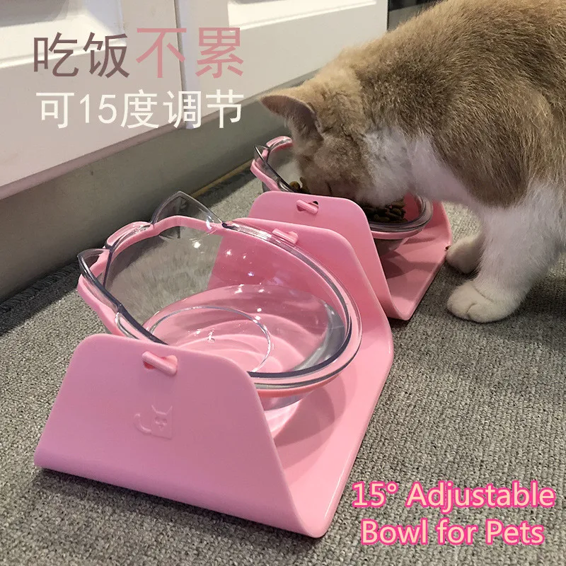 Для домашних животных Регулируемая косая двойная кошачья собачья миска для | Дом