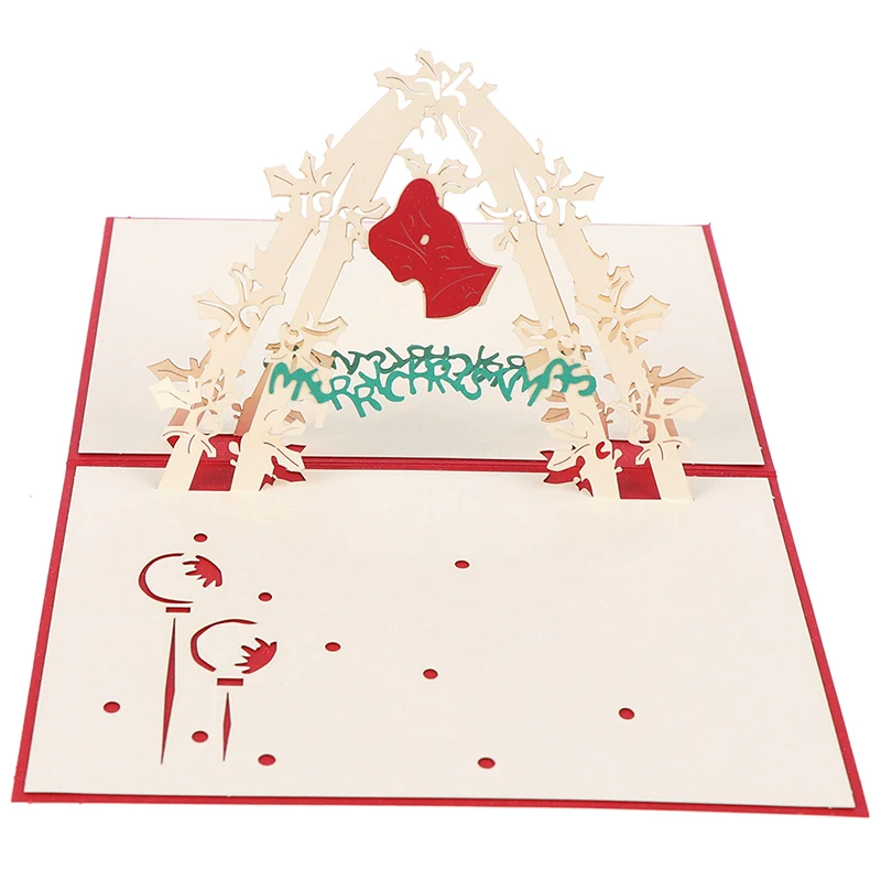 1 шт. 3D всплывающие поздравительные карты с конвертом колокольчик лазерная резка