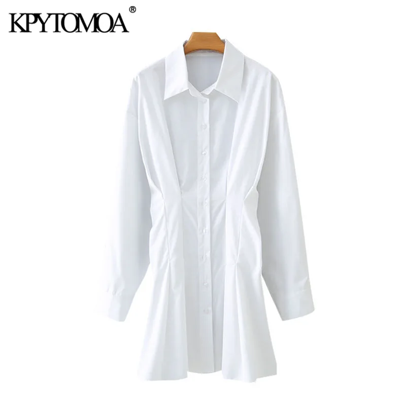 

KPYTOMOA женское 2021, шикарное модное Плиссированное мини-платье на пуговицах, винтажное эластичное облегающее женское платье с длинным рукавом...