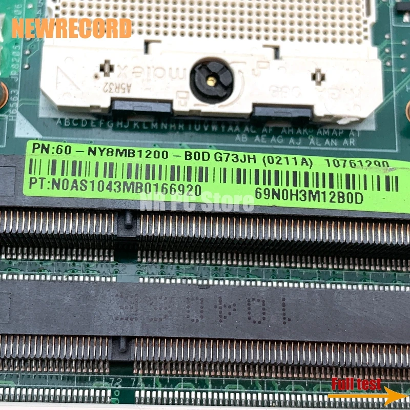 For ASUS G73JH Series 60-NY8MB1200 G73 REV:2.0 Laptop Motherboard HM55 DDR3 With 4 RAM Slots Main Board Full Test |