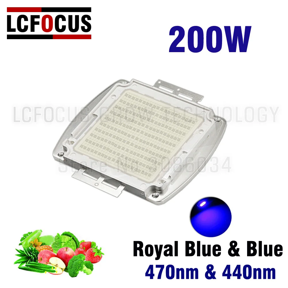 Enlarge 200W High Power LED Chip Royal Blue 440nm 470nm Diode COB Plant Growth Hydroponics For DIY 200 400 600 W Watt LED Grow Light