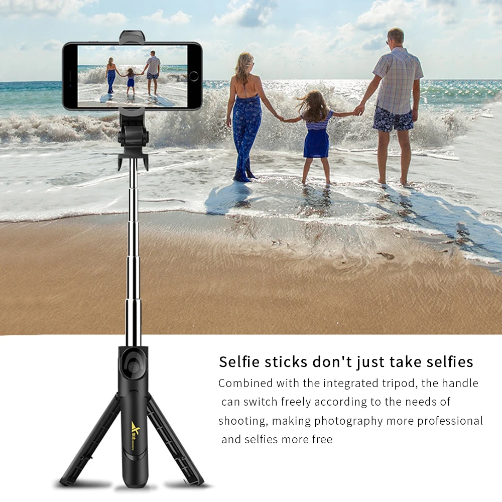 Tripod Stand And Vertical Shot 2 in 1 Bluetooth Stainless Steel Selfie Stick Tripods For IPhone Samsung Mobile Phone | Электроника