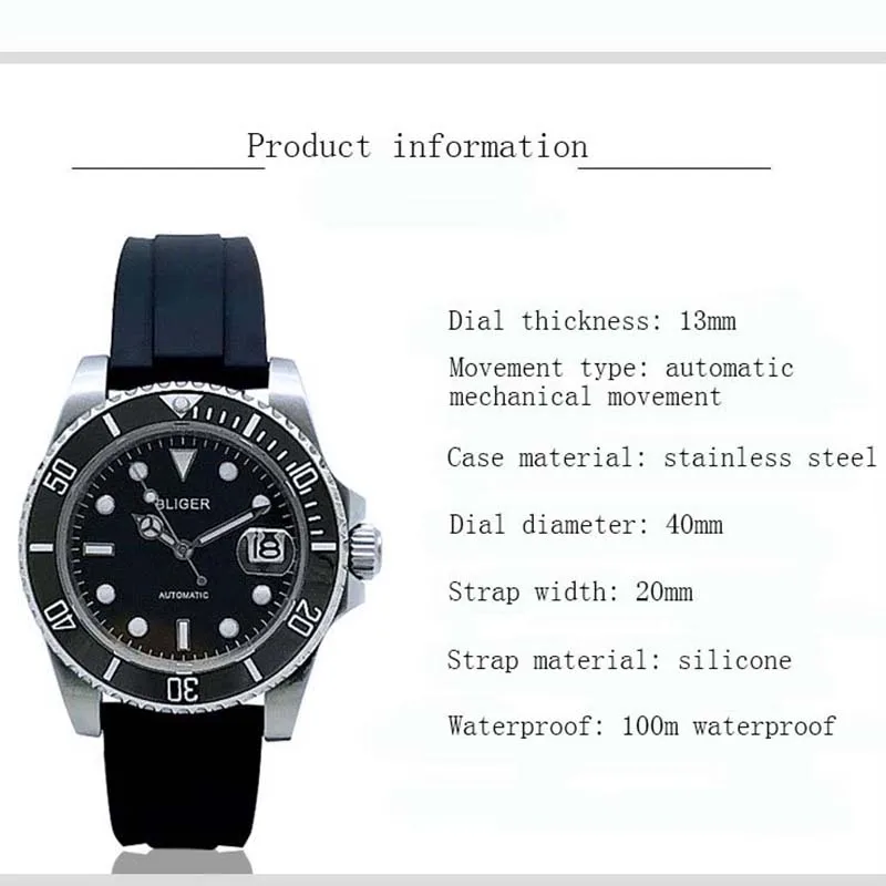 

Mens Mechanical Watch Orologio Uomo Design Automatic Watches Relojes Para Hombre Day Date Watch Diving Sports Watch Clocks