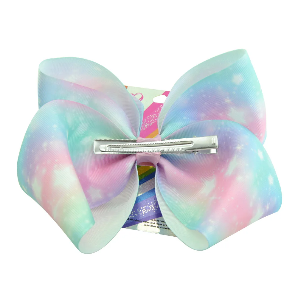 Бант женский с радужным принтом лук Джоджо Сива Русалка единорог украшение для
