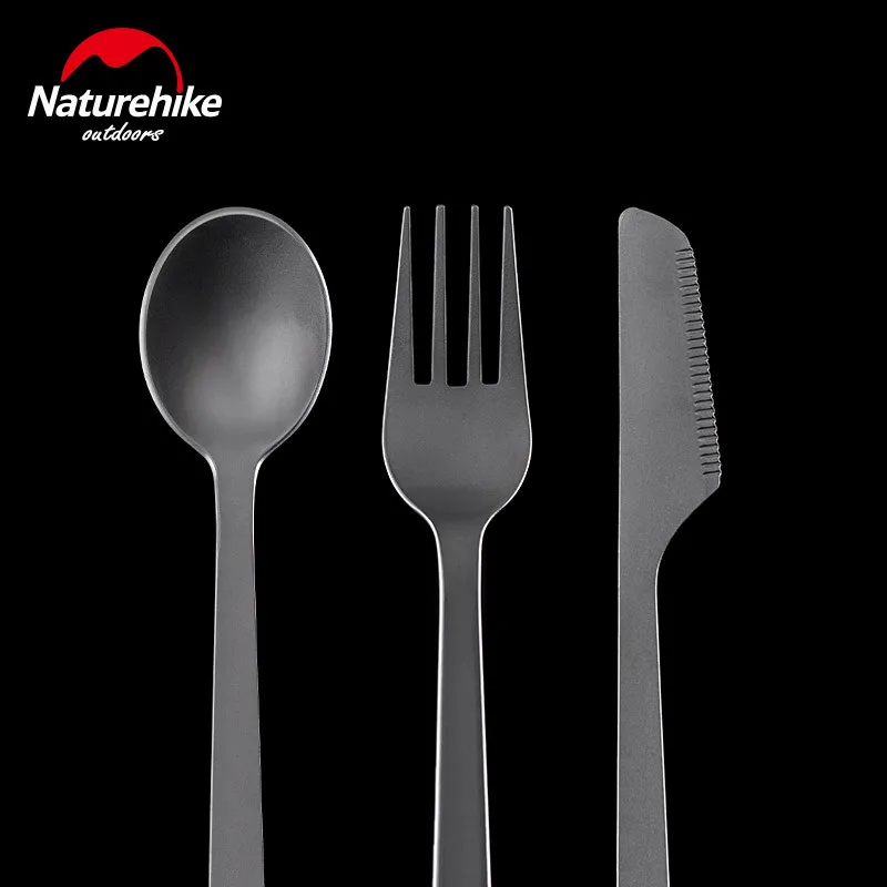 

Naturehike Ultralight Outdoor Tableware Set Spoon Knife Fork Healthy Titanium Unbreakable Portable Tableware Folding Camping