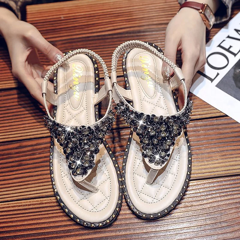 Модная женская обувь удобные летние сандалии со стразами женские Вечерние