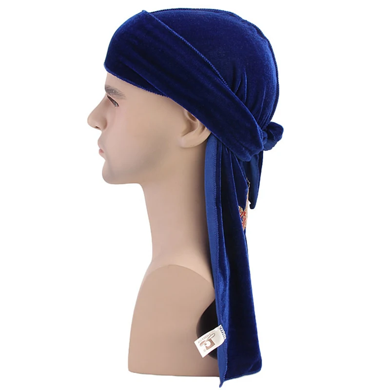 Unisex Silky Durag Bandana Hat hip hop headwrap Bandanas Doo DU-RAG Long Tail velvet |