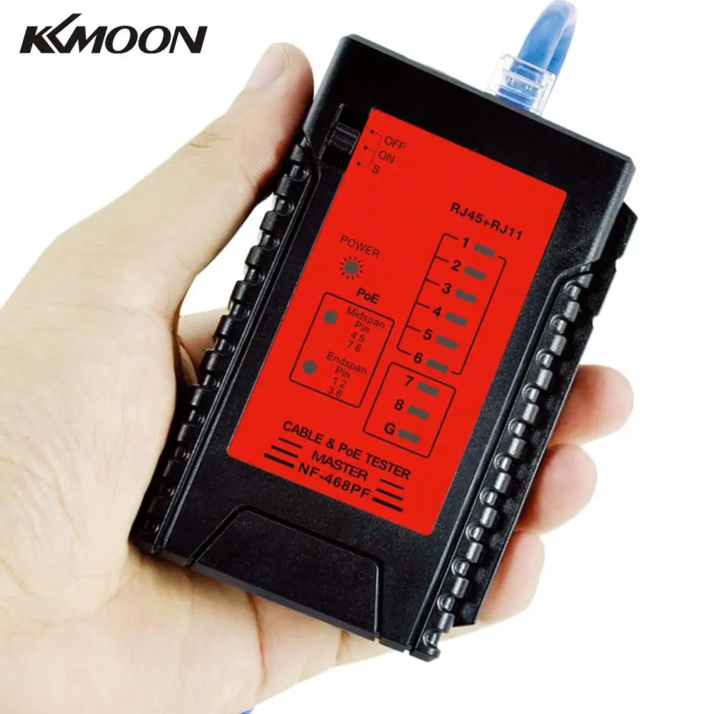 NF 468PF RJ45 RJ11 сетевой кабель тестер с портом POE Тестер для Ethernet LAN к мобильным