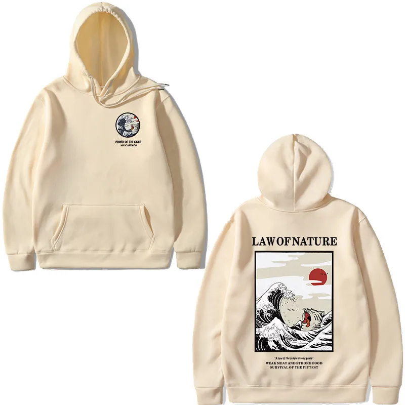 

2020 Spring Autumn Japan Style Hip Hop Casual Sweatshirts Streetwear Japanese Embroidery Funny Cat Wave Printed Fleece Hoodies