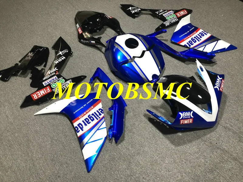 Набор обтекателей для YZFR1 07 08 YZF R1 YZF1000 2007 2008, версия для гоночной модели с внедрением литьевого формования, ABS, белый синий, комплект обтекателей + подарки YK28.
