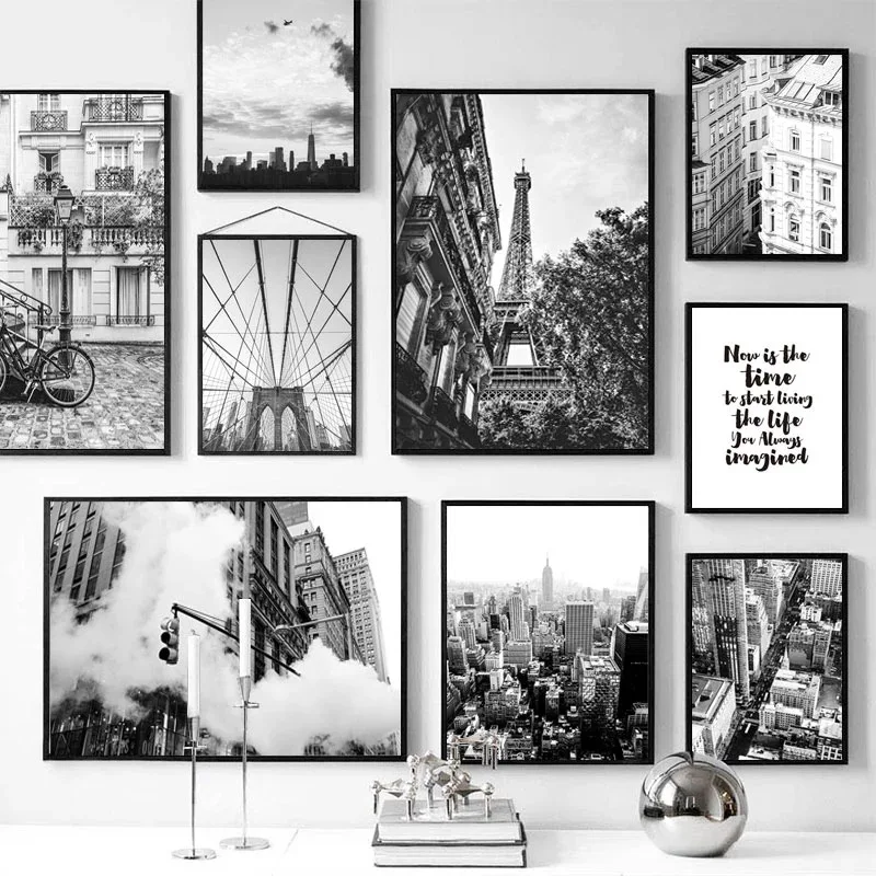 

Art Canvas Painting Black White Paris Tower Brooklyn Bridge Nordic Posters And Prints Wall Pictures For Living Room Unframe