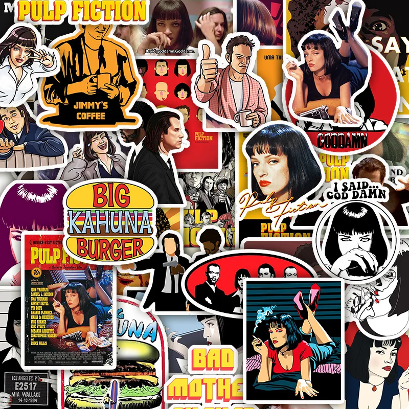 Pegatinas de pel&iacute;cula cl&aacute;sica Pulp Fiction para casco de coche, caja de regalo DIY, guitarra, cuaderno, pat&iacute;n, etc., 10/30/50 unids/paquete-2
