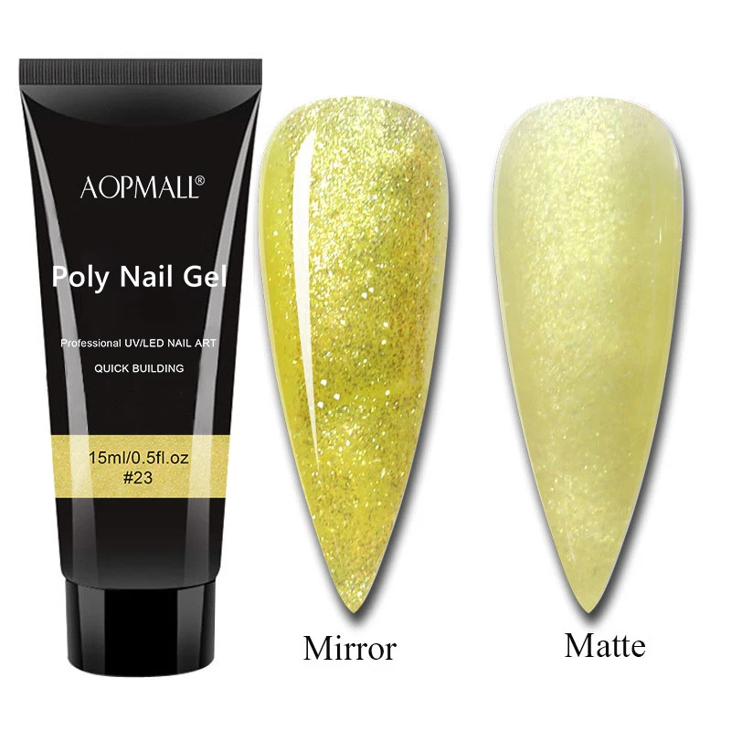 

AOPMALL 7 Color Flash Poly Nail Gel 15 Pcs Starter Nail Kit Manicure Set Acrylic Solution UV/LED Builder For Nail Art Design