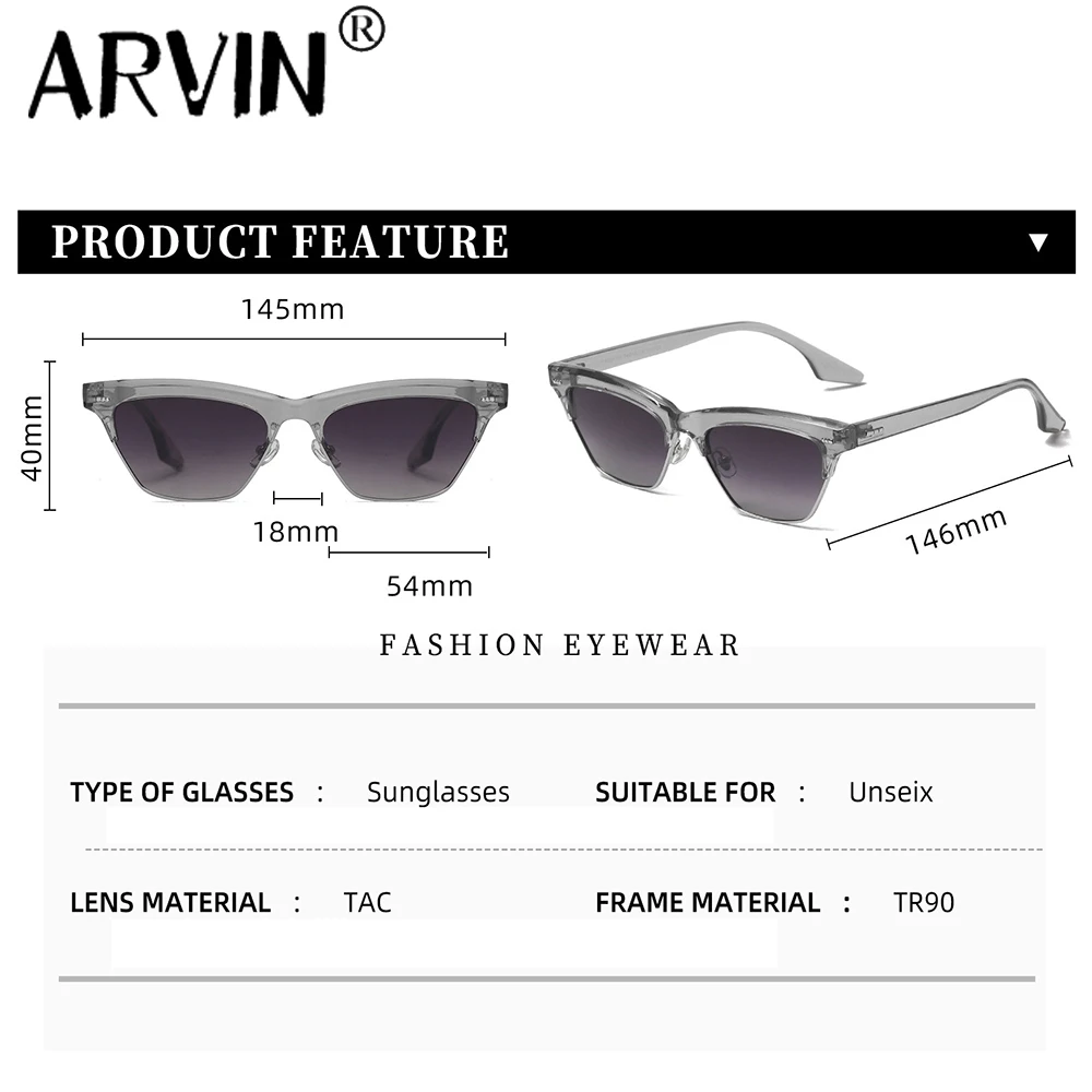 Очки солнцезащитные женские поляризационные кошачий глаз в полуоправе с