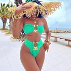 2021 летнее платье с открытыми плечами, сексуальное бикини Набор блестящими бриллиантами купальники Для женщин купальник Высокая Талия бикини купальный костюм с пуш-ап, Прямая поставка