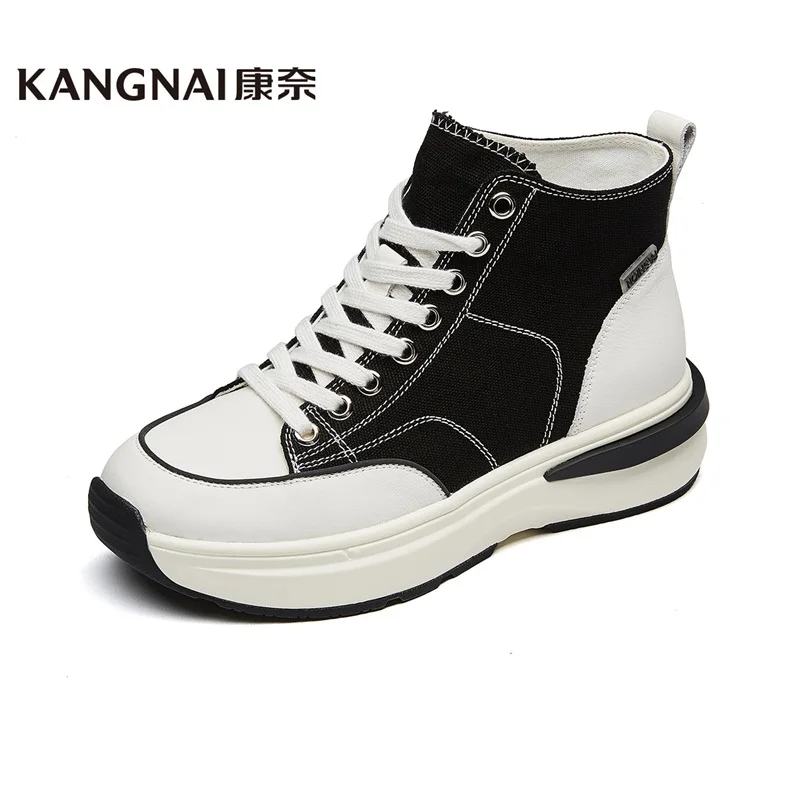 

KANGNAI Women Shoes High Top Chunky Sneakers Lace-Up Flats Platform Lace-Up Height Increase Ladies Casual Shoes 2020