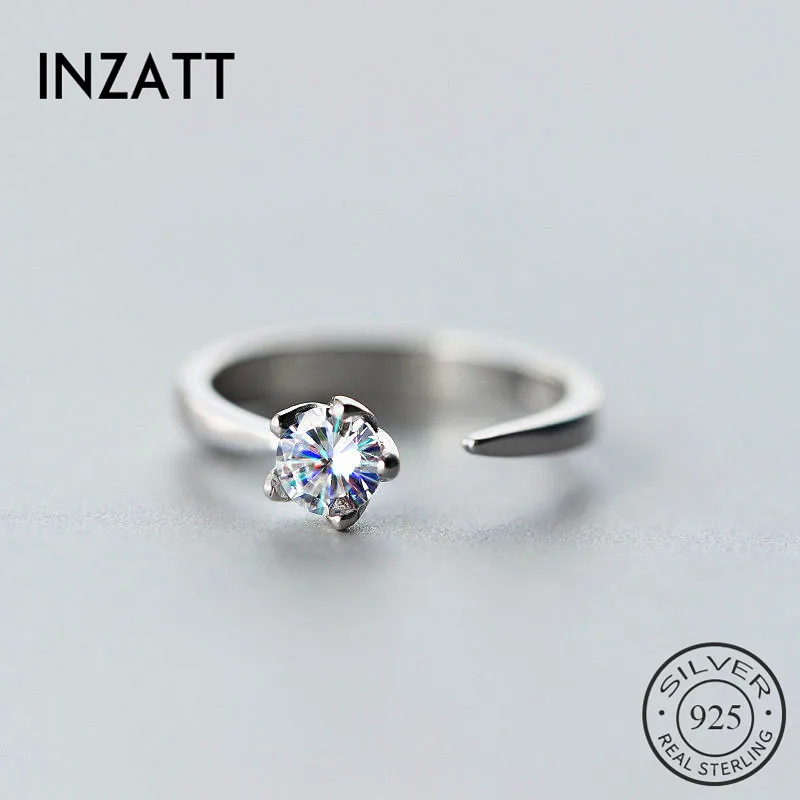 INZATT Настоящее серебро 925 проба с цирконом, изменяемого размера кольца для модные женские туфли милые ювелирные украшения минималистский аксессуары подарок