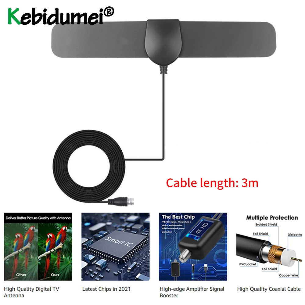 

kebidu 8K Digital TV Antenna High Gain 25dB 80 Miles HDTV DVB-T2 Amplifier Aerial Indoor Camper Van,Caravan,Boat,car TV Antennas