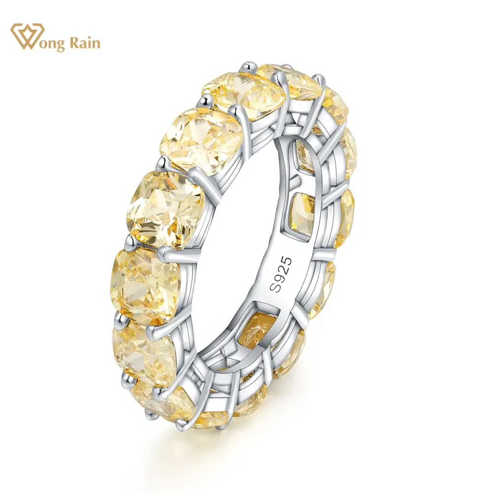 Wong Rain Classic 925 Sterling Silver Created Moissanite Diamonds Gemstone Wedding Band Engagement Ring Fine Jewelry Wholesale