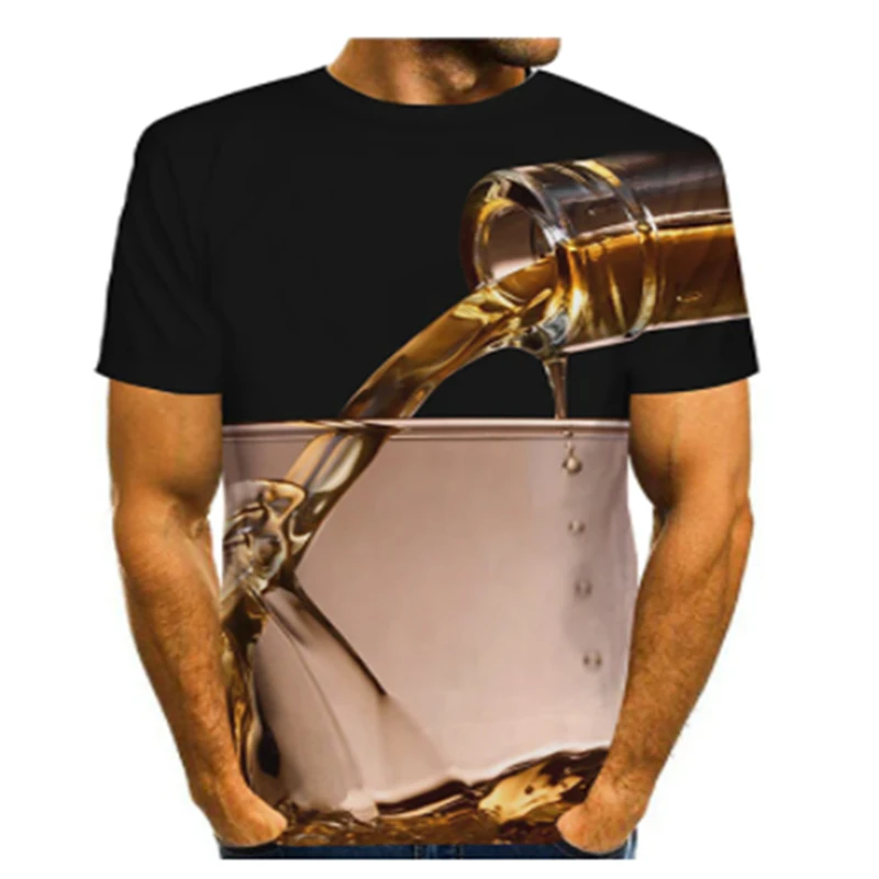 

2021 Beer 3D Printing T-shirt It's Time Letter Men's Funny Novelty T-shirt Short Sleeve Top Men's Suit Clothing
