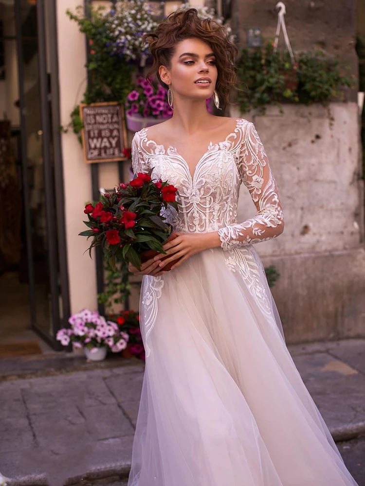 

MNGRL New Simple Wedding Dress Backless Sleeveless Design Chiffon Lace Bride Dresses Princess Dress Plus Size Tailor-made