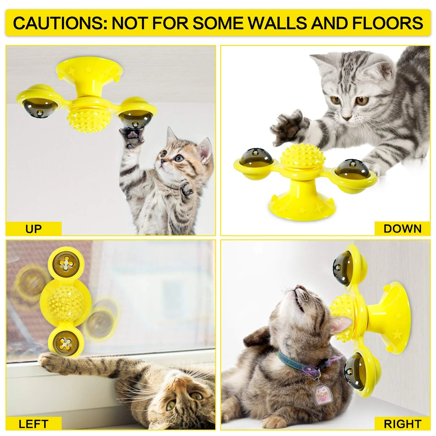 

Interactive Windmill Cat Toys Portable Scratch Hair Brush Grooming Shedding Massage Suction Cup Catnip Cats Puzzle Training Toy