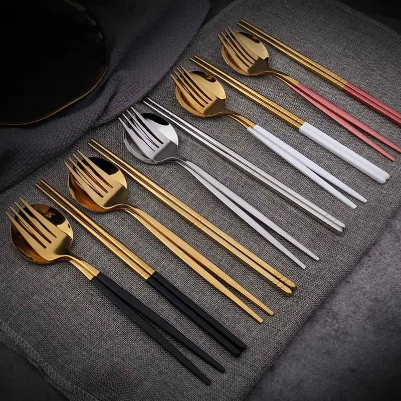 

3pcs/set Dinnerware Set with Box Western Dinner ToolsDinner Set Cutlery Stainless Steel Tableware Knife Fork Spoon