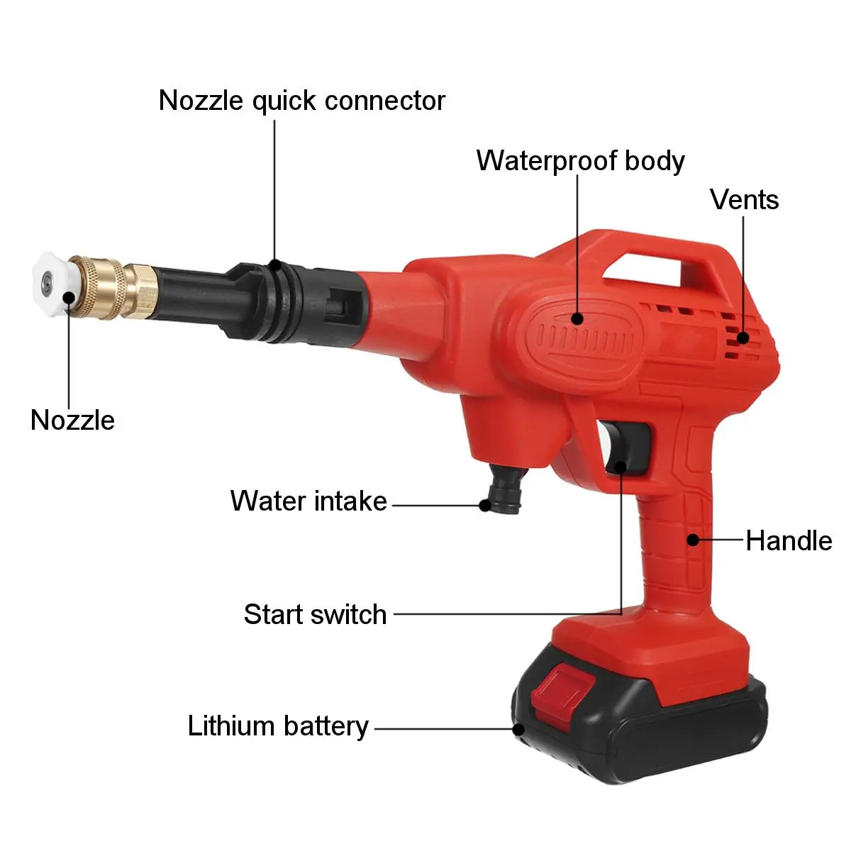Цена 300 Вт 30 бар 2,6 ~ 4 л/мин беспроводной водяной пистолет высокого давления для мойки автомобиля портативный генератор пены высокого давления дл...