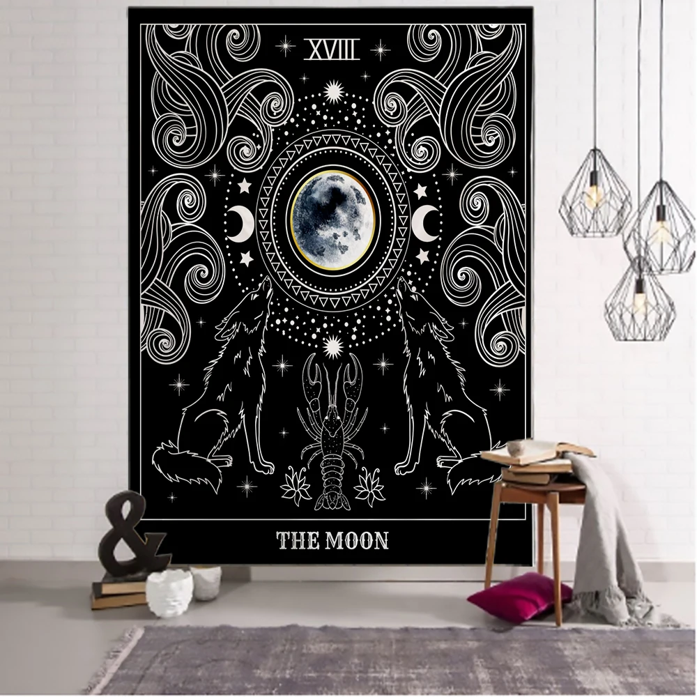 

Sun Moon Phase Tarot Tapestry Wall Hanging Psychedelic Witchcraft Tapiz Hippie Dormitory Living Room Home Decor