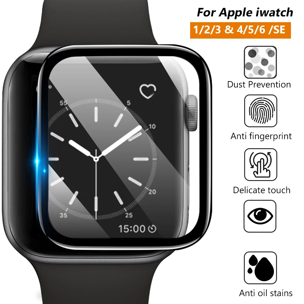 Защитная пленка 3D для Apple watch 4/5/6/SE закаленное стекло с полным покрытием Iwatch 1 2 3 38 42