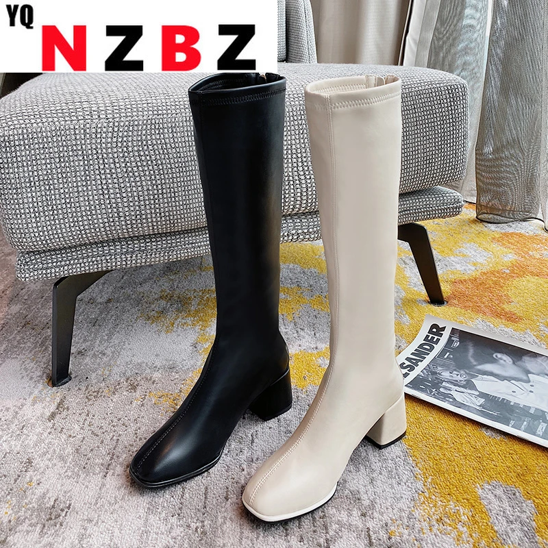 

Womens Boots Winter Thick Heel Bottom Long Cotton High Heel Snow Zipper Knee-high Fashion Hot Classic Sexy Wild Botas Mujer